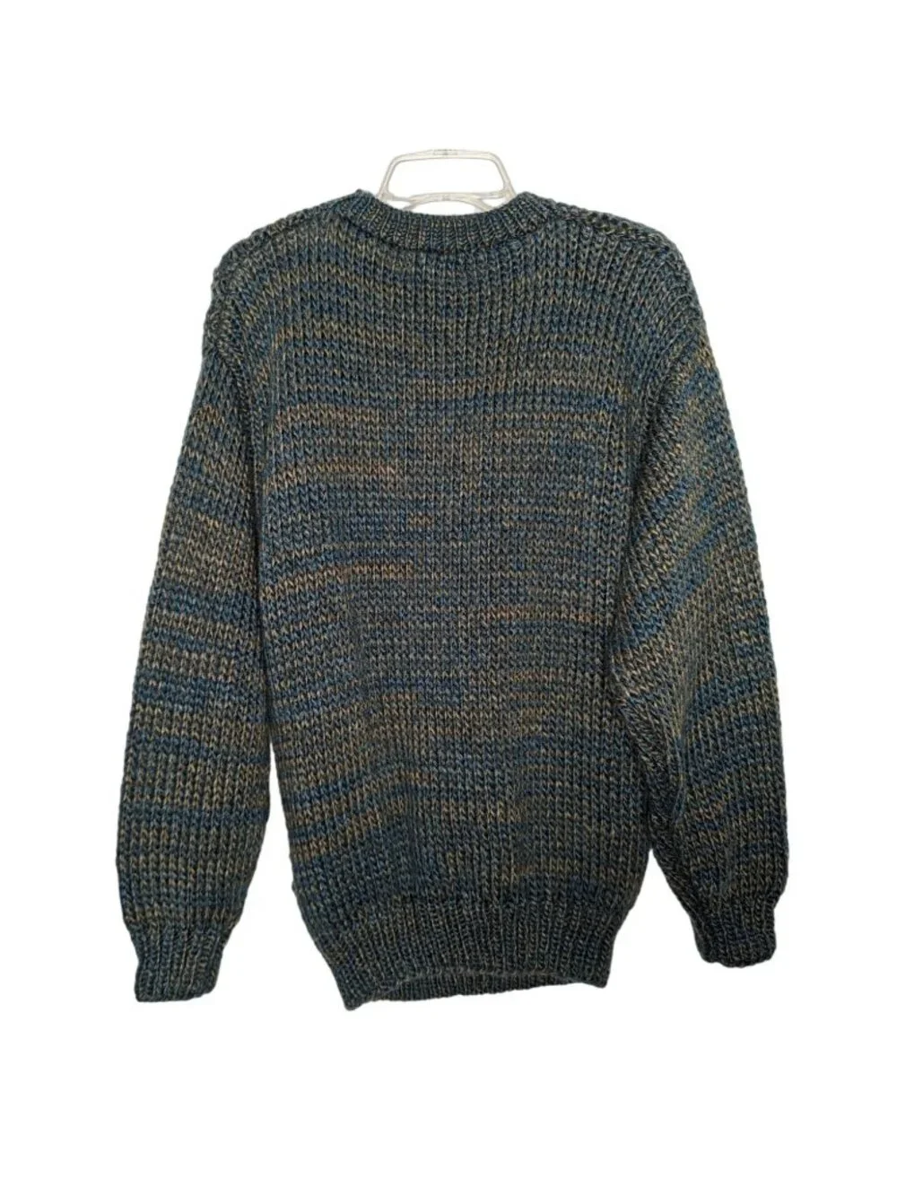 Peter England Sweater Mens M Fair Isle Green Acrylic Crew Neck Pullover Korea